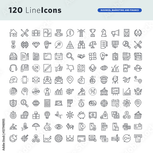 Set of premium concept icons for business  marketing and finance. Thin line vector icons for website design and development  app development  business and marketing presentation and print material.