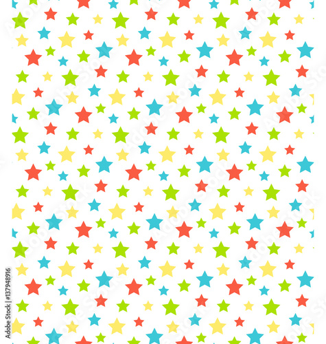 Seamless bright abstract pattern with stars isolated on white