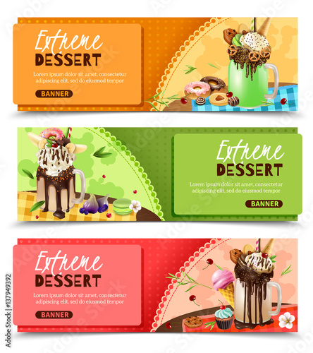 Extreme Rich Dessert Horizontal Banners Set 