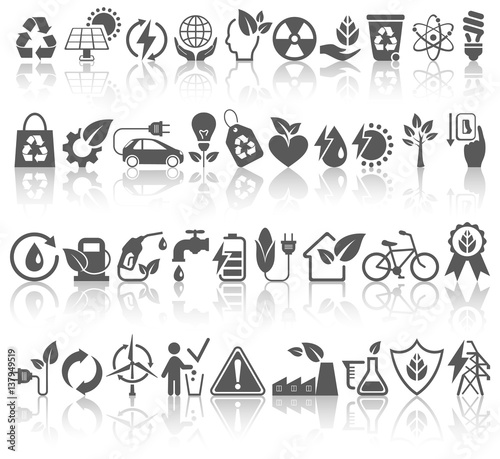Eco Friendly Bio Green Energy Sources Black Icons Signs Set with