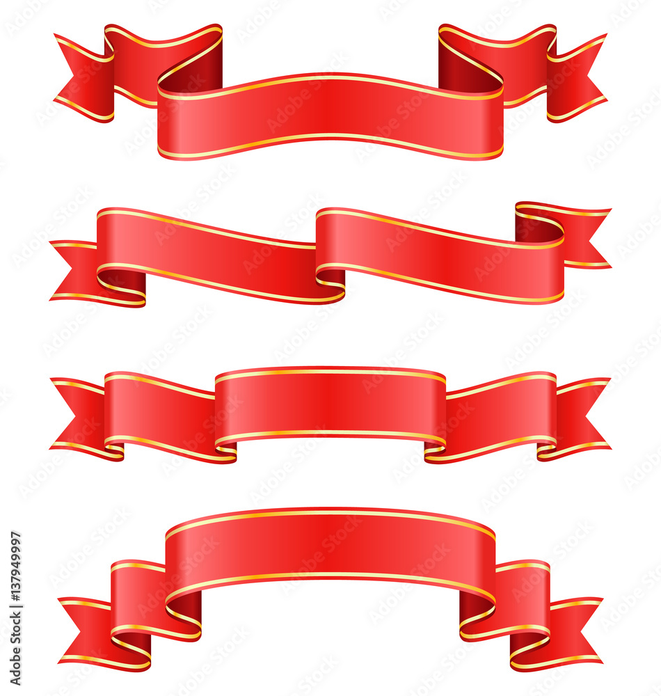 Celebration Curved Ribbons Variations Isolated on White