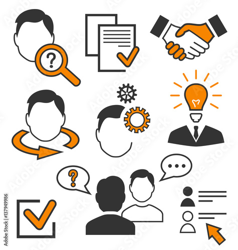 Recruitment Human Resources Hiring Icons Signs Pictograms Isolat