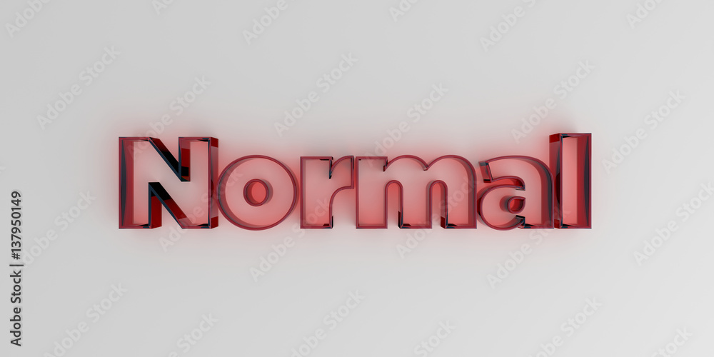 Normal - Red glass text on white background - 3D rendered royalty free stock image. Normal - Red glass text on white background - 3D rendered royalty free stock image.
