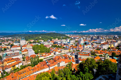 Fototapeta Naklejka Na Ścianę i Meble -  City of Ljubljana aerial view