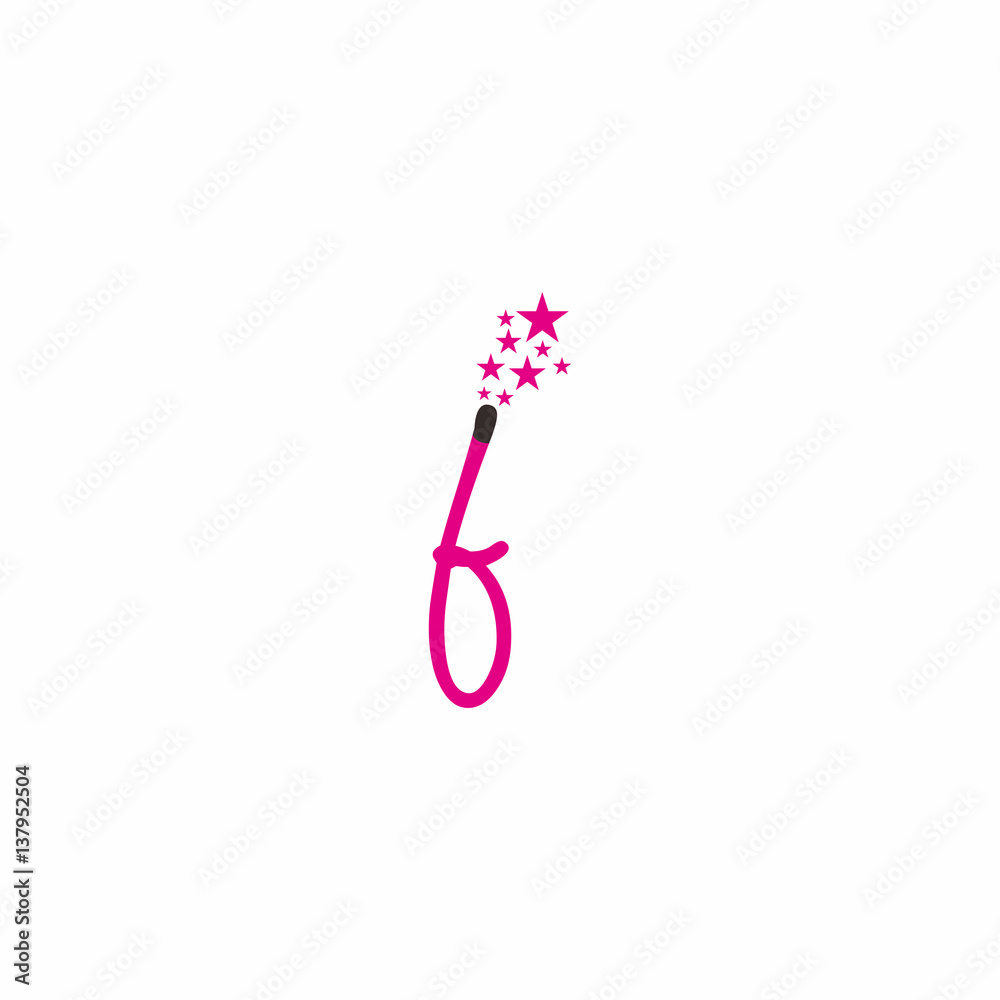 letter b magic stick, star logo vector letter b magic stick, star logo vector