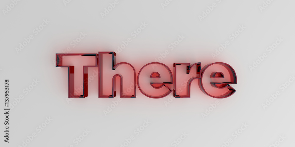 There - Red glass text on white background - 3D rendered royalty free stock image. There - Red glass text on white background - 3D rendered royalty free stock image.