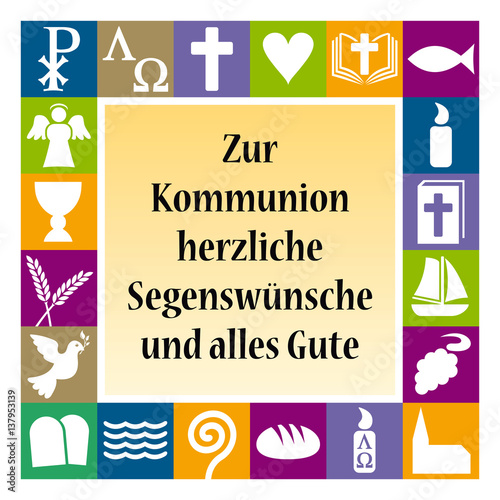 Karte mit Glückwunsch zur ersten heiligen Kommunion