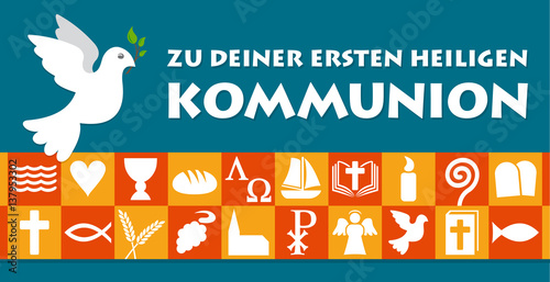 Karte mit Glückwunsch zur ersten heiligen Kommunion