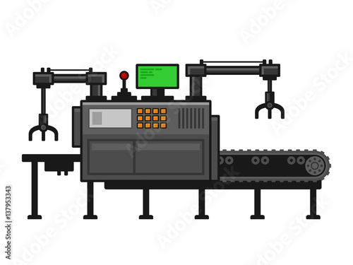 Conveyor Belt System with Manipulators. Vector