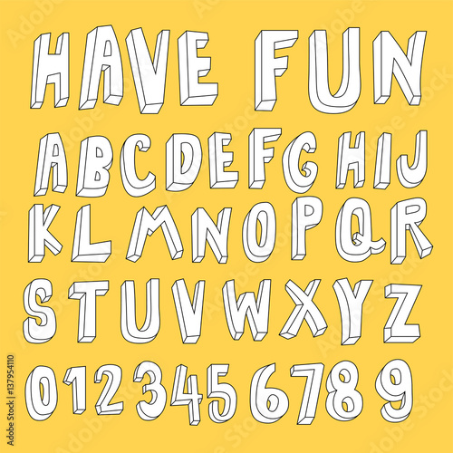 hand drawn 3d cartoon font collection