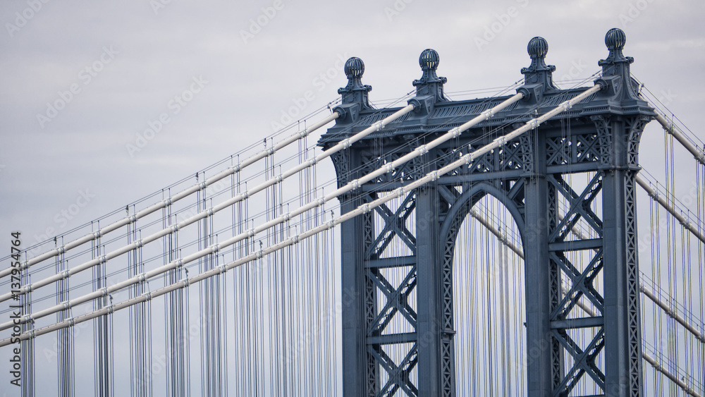 Detail view of the Manhattan Bridge Detail view of the Manhattan Bridge