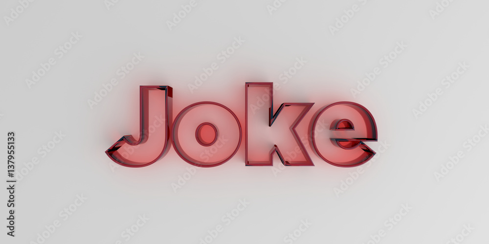 Joke - Red glass text on white background - 3D rendered royalty free stock image. Joke - Red glass text on white background - 3D rendered royalty free stock image.