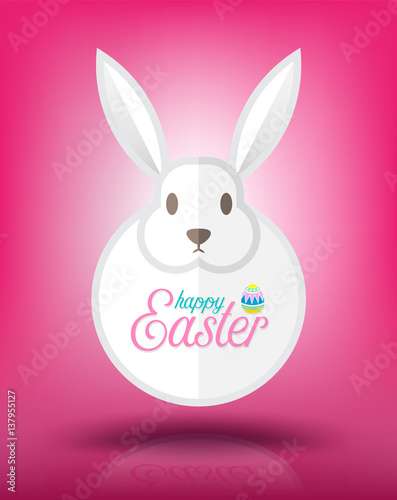 Colorful Happy Easter greeting card with rabbit