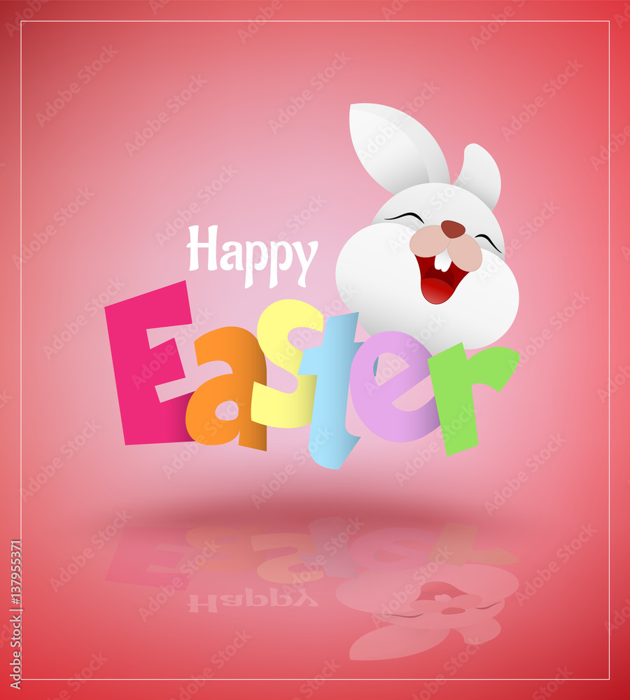 Colorful Happy Easter greeting card with rabbit Colorful Happy Easter greeting card with rabbit