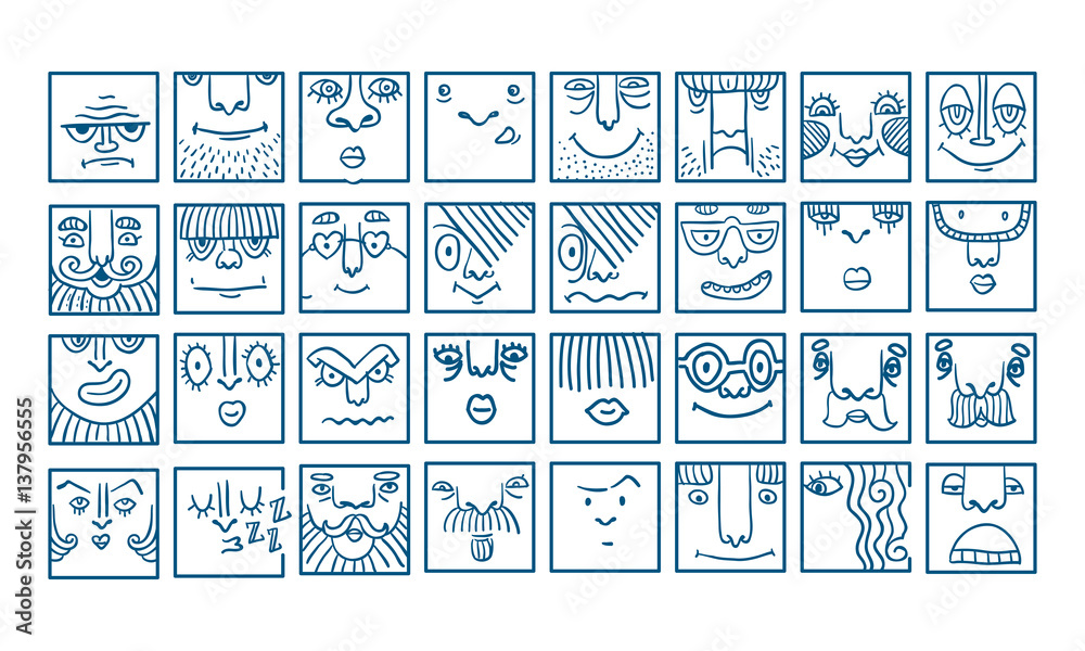 People face cartoon vector icons People face cartoon vector icons