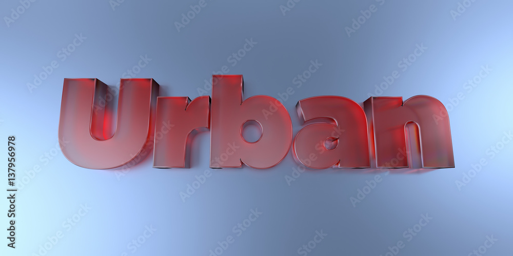 Fototapeta premium Urban - colorful glass text on vibrant background - 3D rendered royalty free stock image.