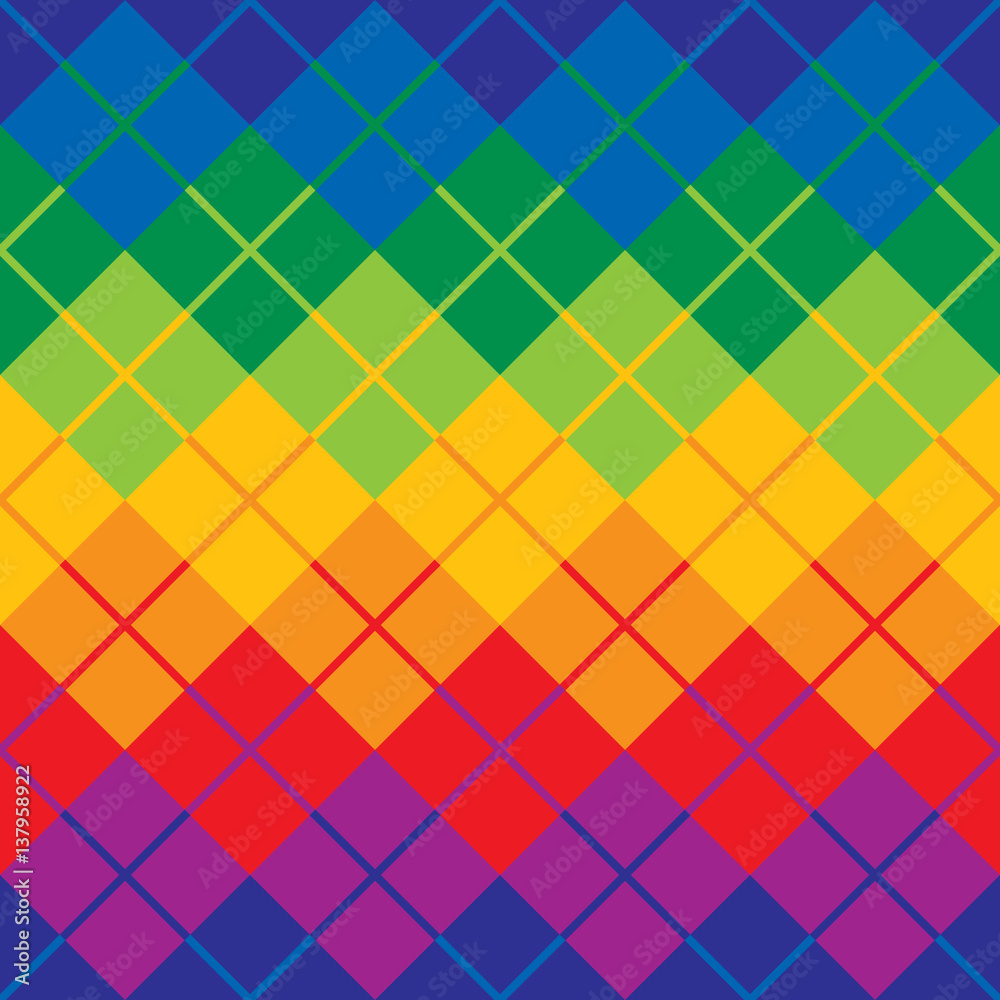 Rainbow Argyle Pattern repeats seamlessly.