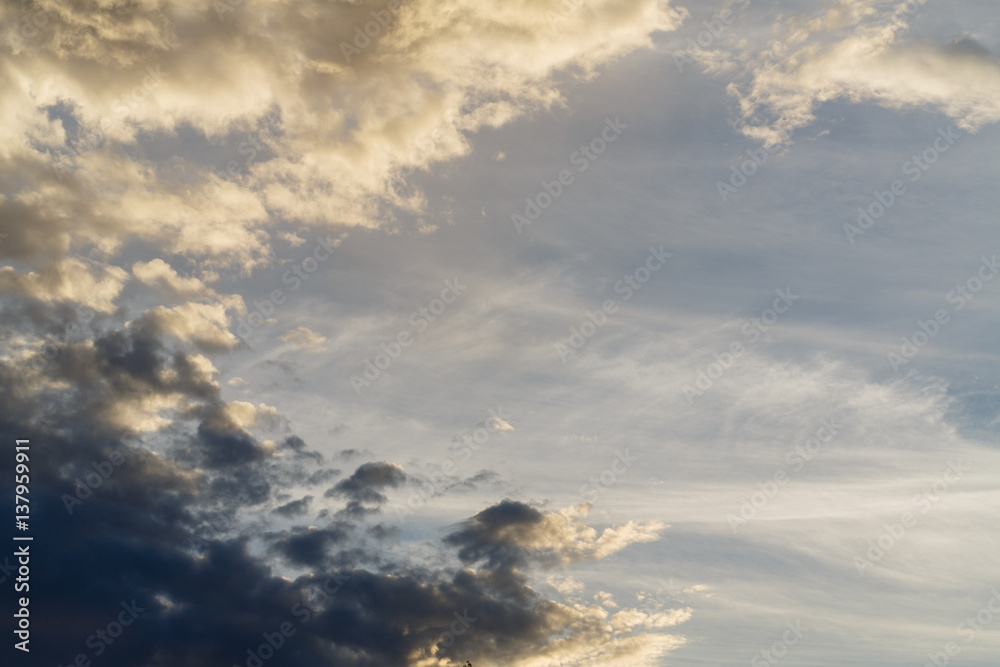 Cumulus clouds against a blue sky. Overcast. Weather forecast. Cumulus clouds against a blue sky. Overcast. Weather forecast.