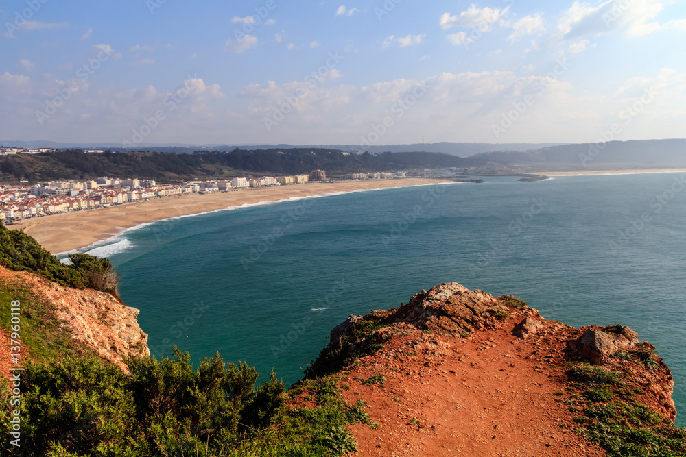 Vista da Praia da Nazaré em Portugal
