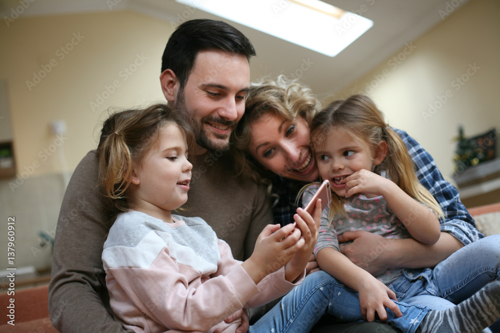 Happy family enjoy at home. Happy family enjoy at home.