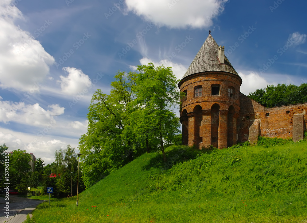 Old tower of Benedictine abbey in Jaroslaw. Poland