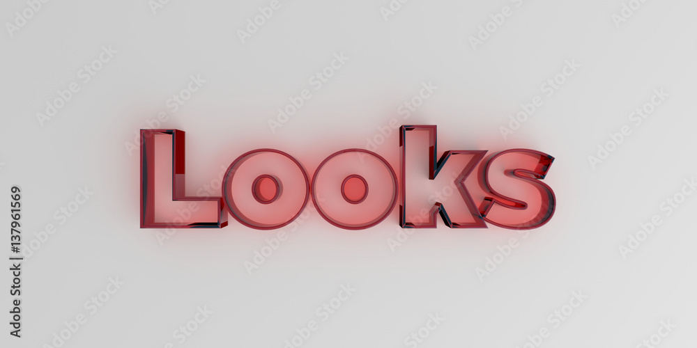 Looks - Red glass text on white background - 3D rendered royalty free stock image. Looks - Red glass text on white background - 3D rendered royalty free stock image.