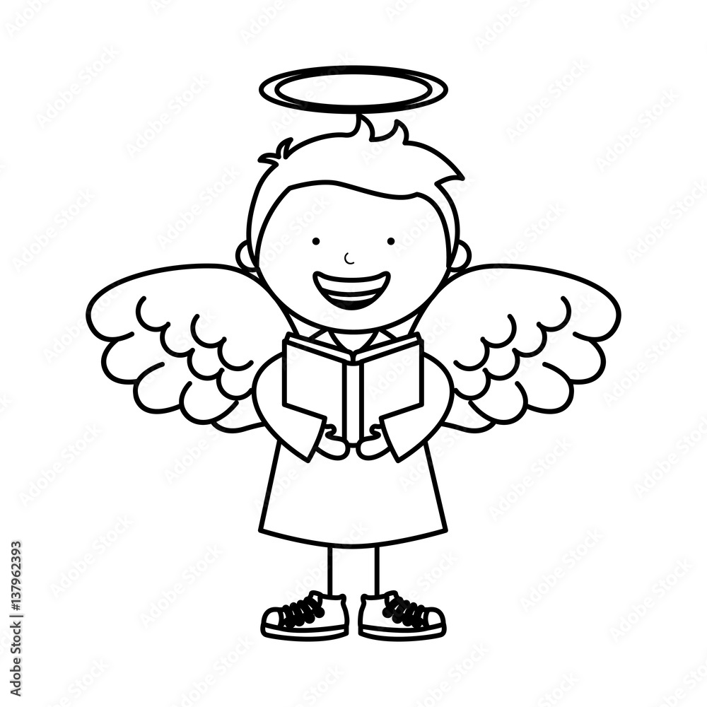 little boy angel character vector illustration design