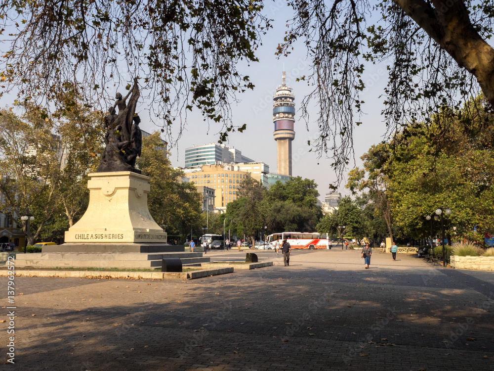Radio communications tower dominates Santiago de Chile, Chile