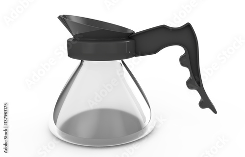 Empty coffee pot isolated on white. 3D illustration