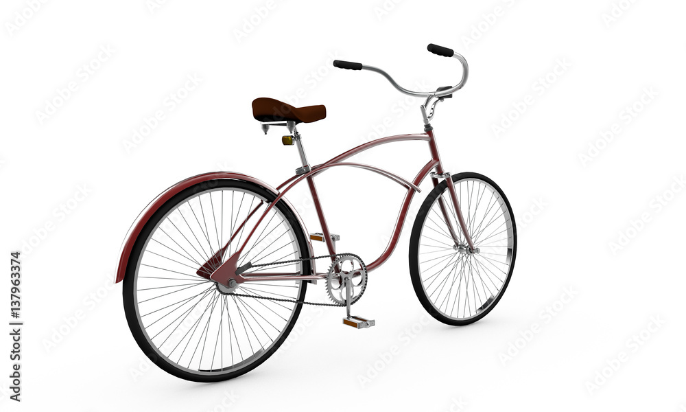 Red bicycle, Bike theme elements, Street speed sport bicycle, Bike isolated on white background, Sport track bike concept - 3d Rendering