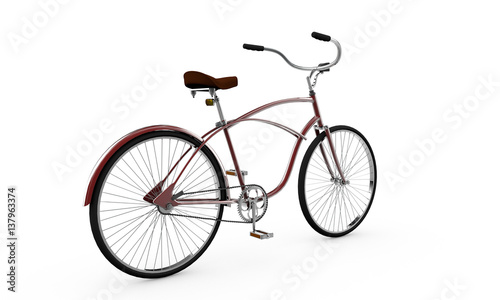 Red bicycle, Bike theme elements, Street speed sport bicycle, Bike isolated on white background, Sport track bike concept - 3d Rendering © vadarshop