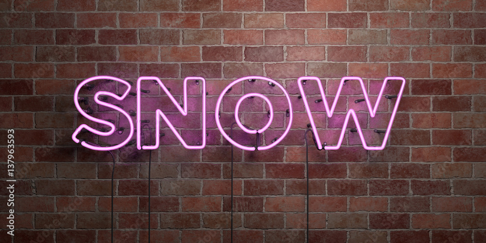 Obraz premium SNOW - fluorescent Neon tube Sign on brickwork - Front view - 3D rendered royalty free stock picture. Can be used for online banner ads and direct mailers..