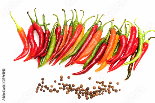 colorful fresh vegetable, capsicum, chilly pepper isolated on white background