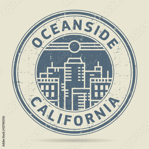 Grunge rubber stamp or label with text Oceanside, California