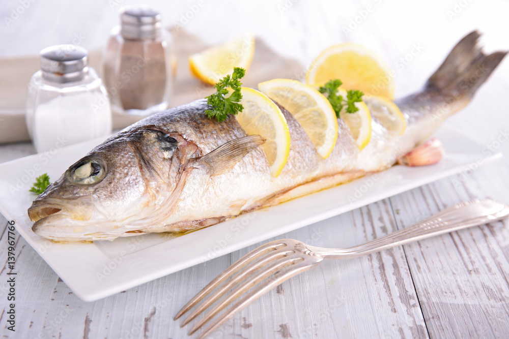 grilled fish and lemon