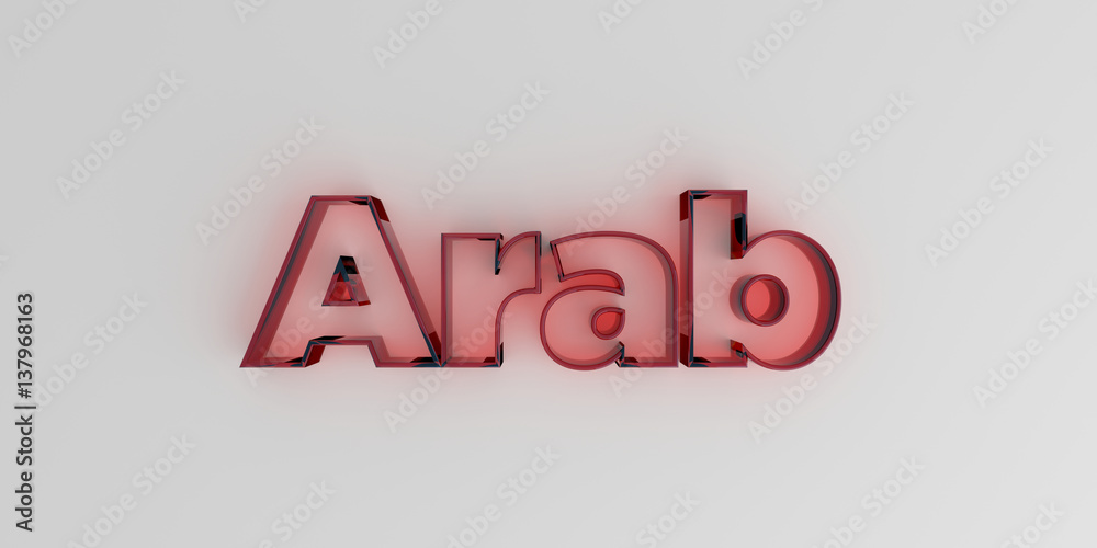 Arab - Red glass text on white background - 3D rendered royalty free stock image. Arab - Red glass text on white background - 3D rendered royalty free stock image.
