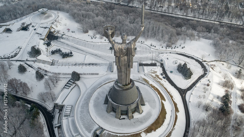 Aerial shot of the city with unmanned Kiev Ukraine photo