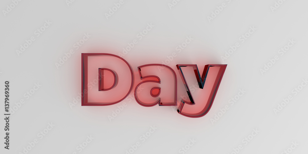 Day - Red glass text on white background - 3D rendered royalty free stock image. Day - Red glass text on white background - 3D rendered royalty free stock image.