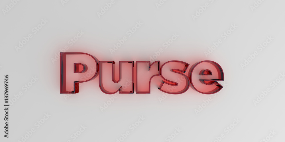 Purse - Red glass text on white background - 3D rendered royalty free stock image. Purse - Red glass text on white background - 3D rendered royalty free stock image.