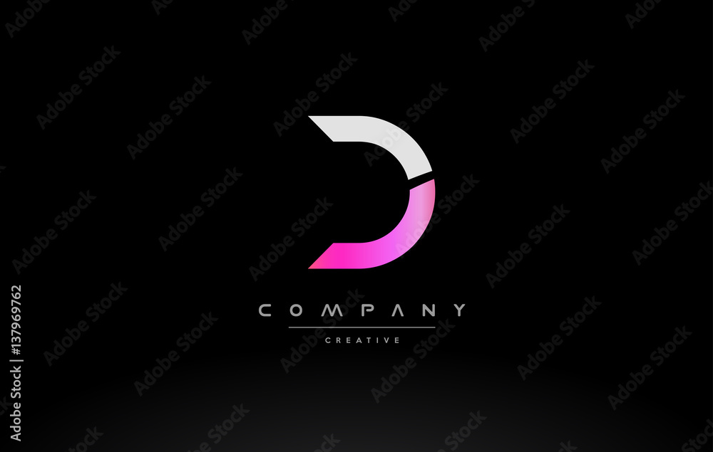 d pink black white creative modern letter logo icon design vector