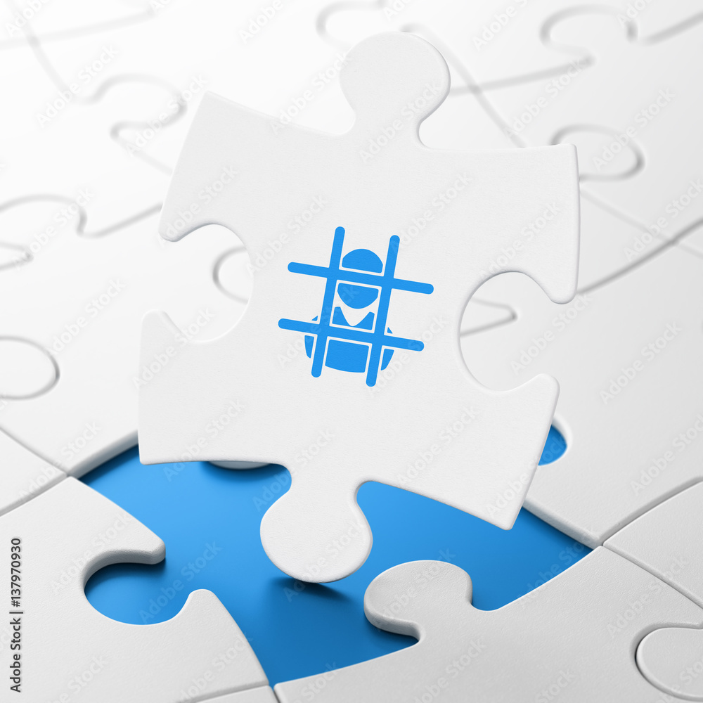Fototapeta premium Law concept: Criminal on puzzle background