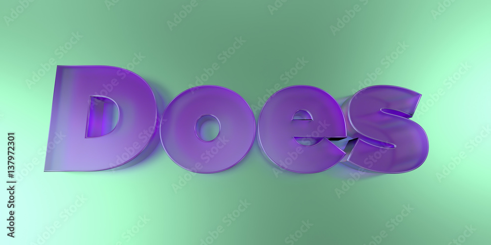 Does - colorful glass text on vibrant background - 3D rendered royalty free stock image.