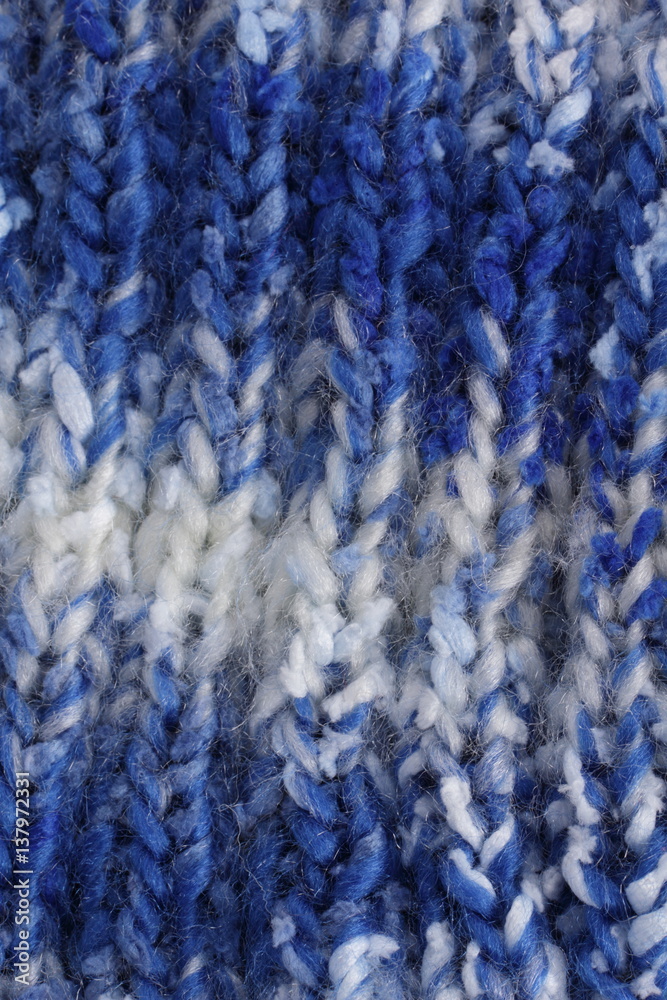 stretchy knit fabric, blue and white