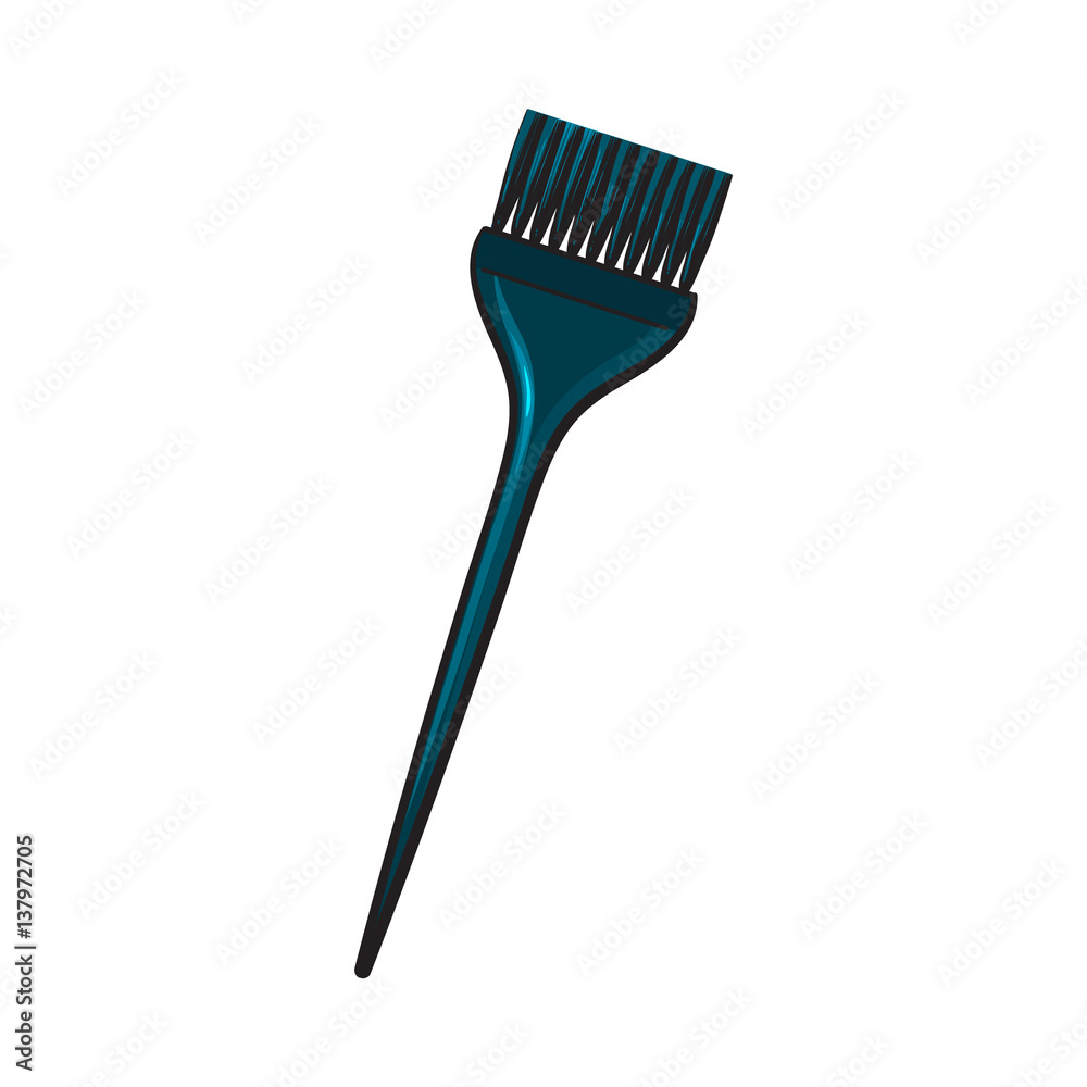 Color mixing plastic hairdresser brush, hairbrush, sketch style vector illustration isolated on white background. Hairbrush, coloring brush, hairdresser tool for hair bleaching and coloring