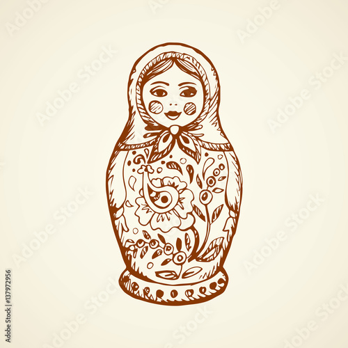 Vector drawing. Nested doll