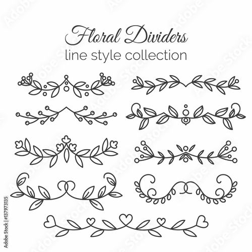 Flourishes. Hand drawn dividers set. Line style decoration.