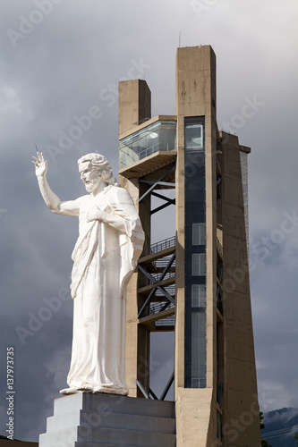 Portrait view of the El Santisimo Jesus Statue near Bucaramanga, Colombia. photo