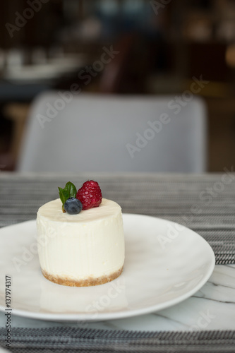 Salted Caramel Cheesecake Decorated with Berries