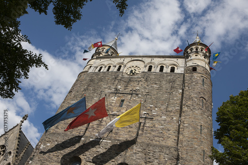 Flags at church Maastricht Netherlands Basiliek Onze Lieve Vrouw photo