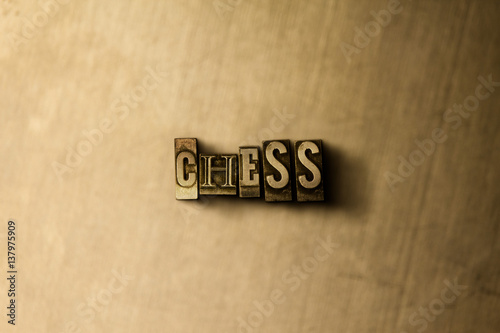 CHESS - close-up of grungy vintage typeset word on metal backdrop. Royalty free stock illustration.  Can be used for online banner ads and direct mail.
